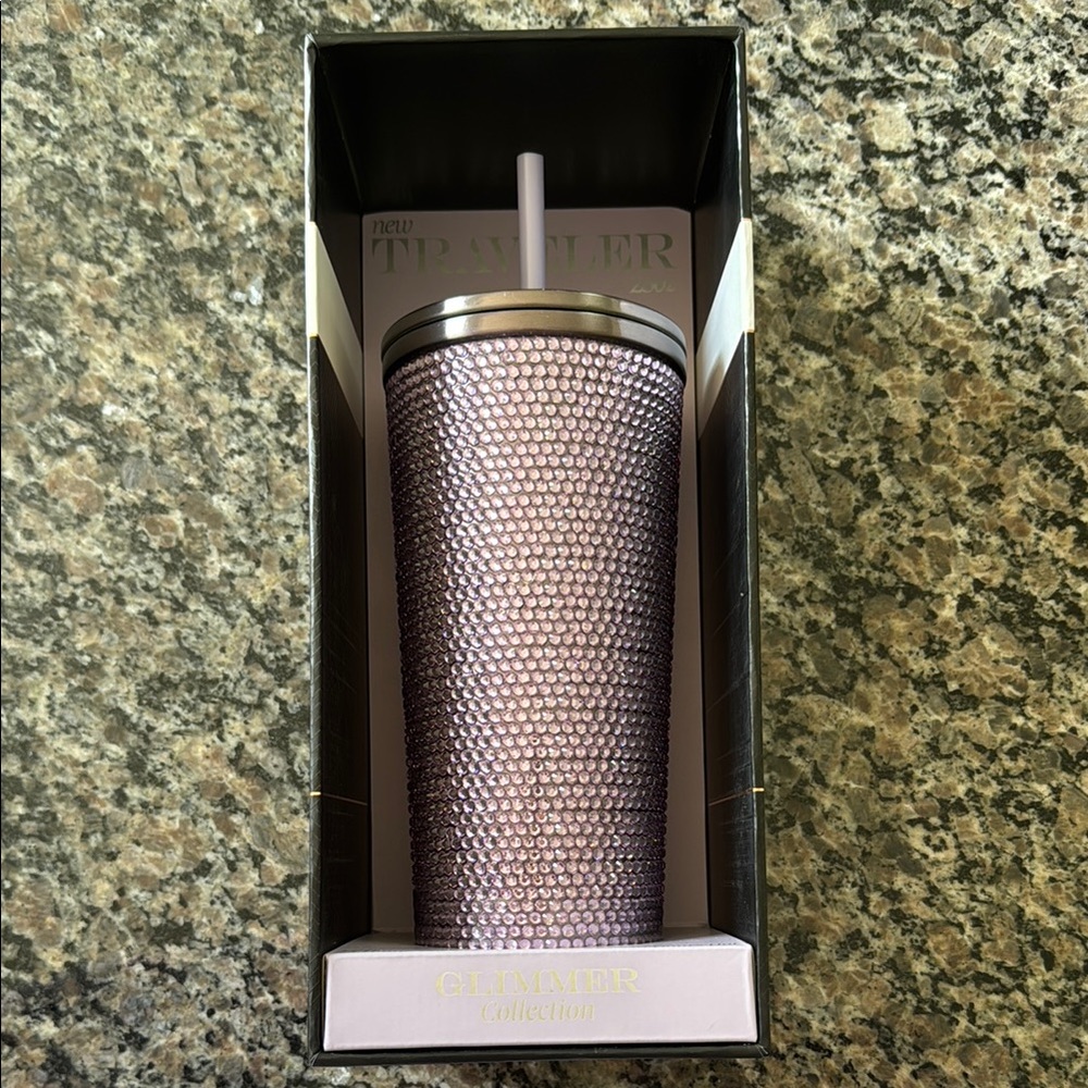Purple Studded Tumbler with Straw